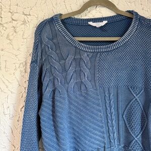 Time and Tru Women's Textured Blue Sweater